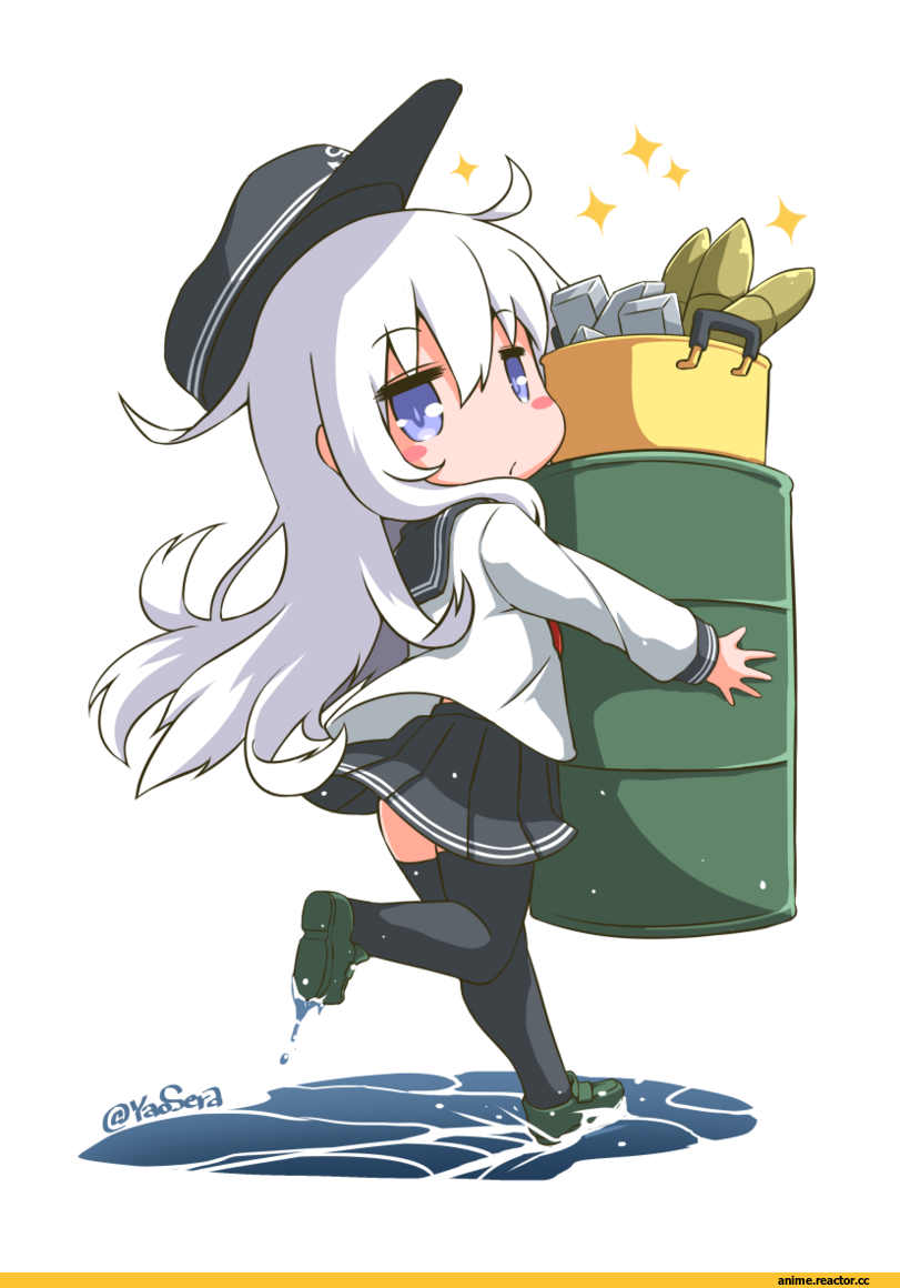 Kantai Collection, Hibiki (Kantai Collection), yaosera, chibi, Anime