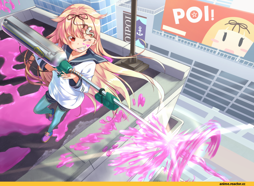 Yuudachi, Kantai Collection, Splatoon, Игры, crossover, Gurande (g-size), Anime