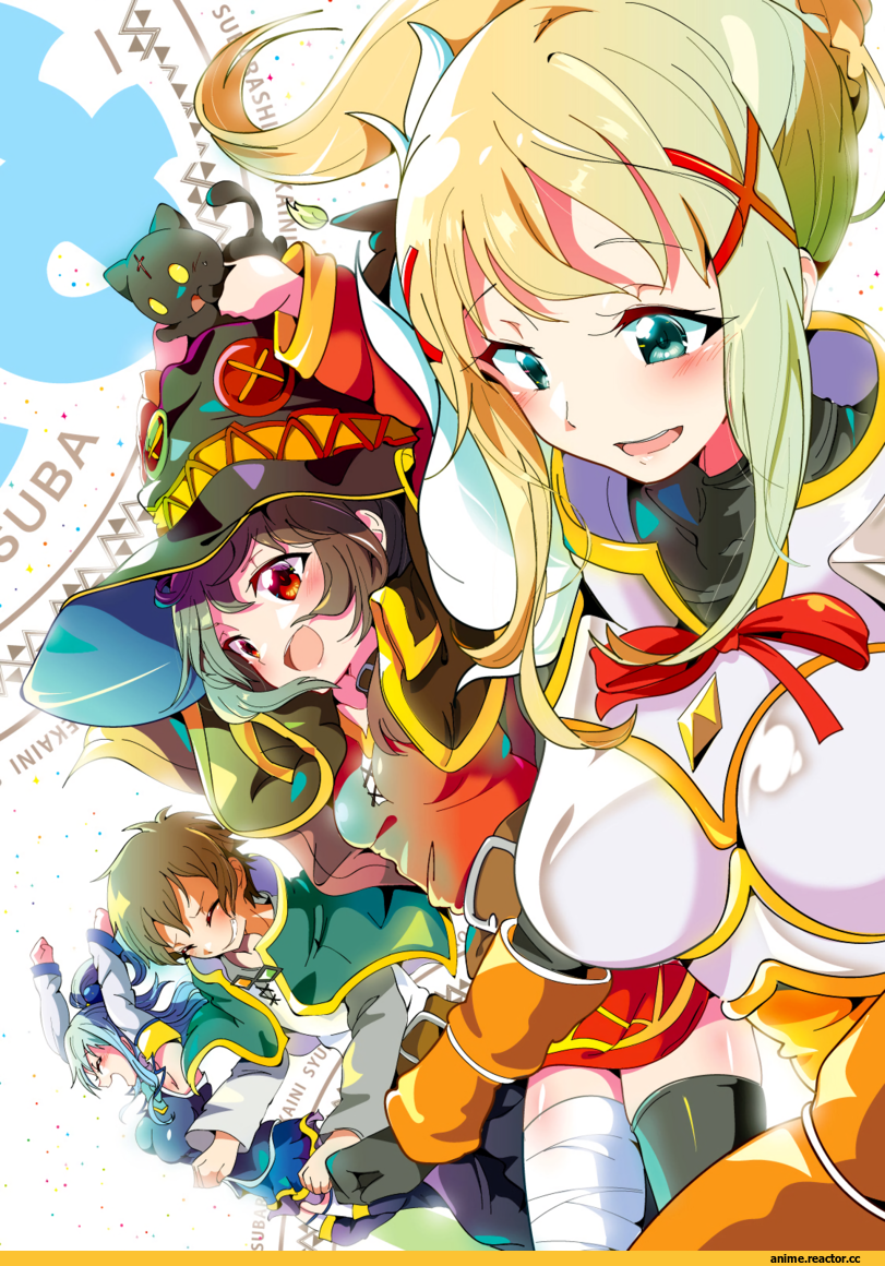 KonoSuba, Megumin, Aqua (KonoSuba), Darkness (KonoSuba), Satou Kazuma, aloe (kenkou3733), chomusuke, Anime