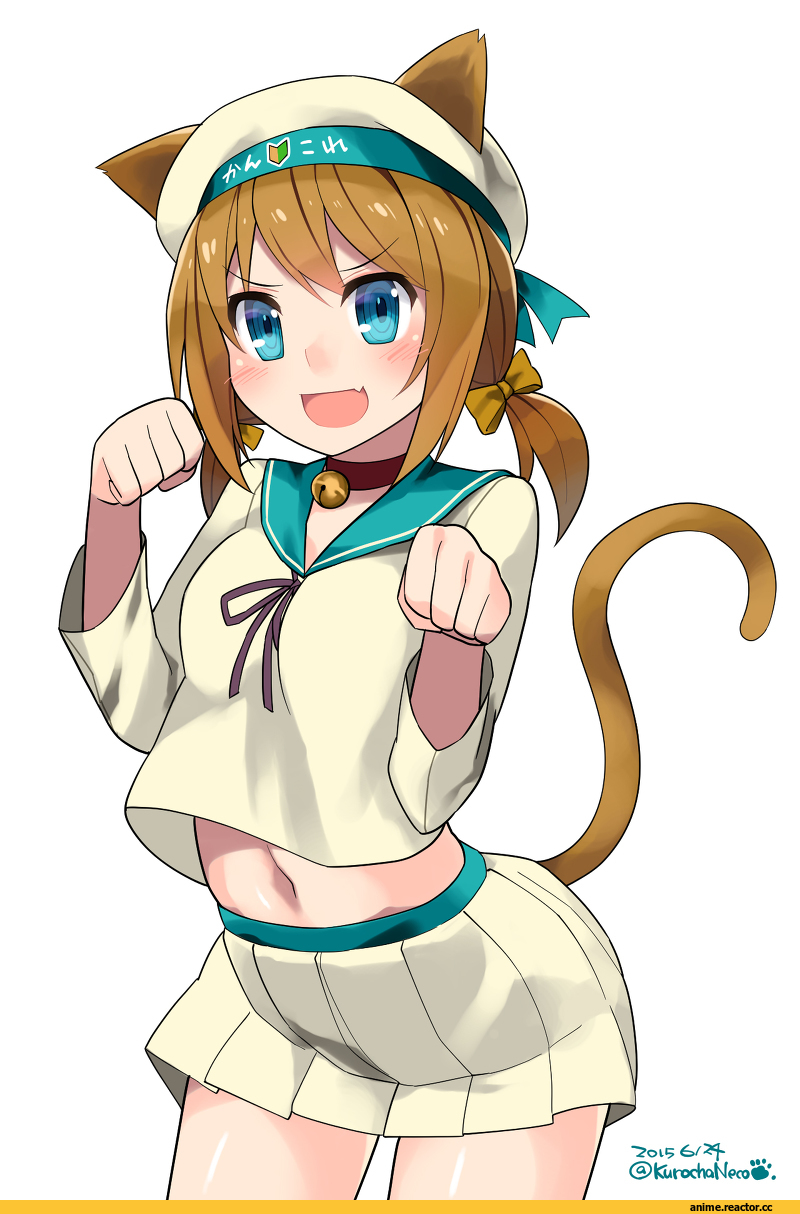 Kantai Collection, Error Musume, girl holding a cat (kantai collection), kuro chairo no neko, Animal Ears, Anime Art, Anime