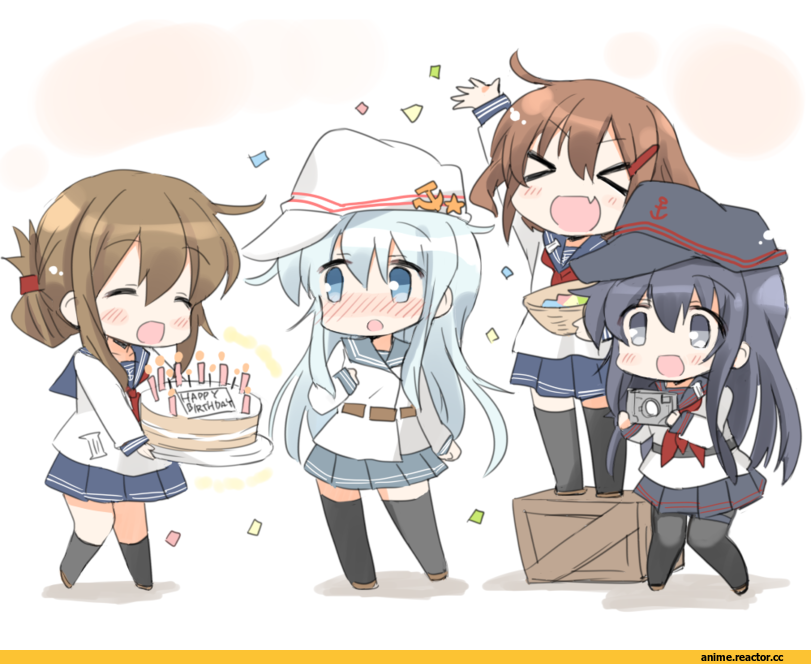 hizuki yayoi, Verniy, Kantai Collection, Ikazuchi, inazuma, Akatsuki, chibi, Anime