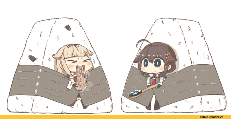 Kantai Collection, Yuudachi, Shigure (Kantai Collection), inishie, Няши в еде, Anime Няши, Anime