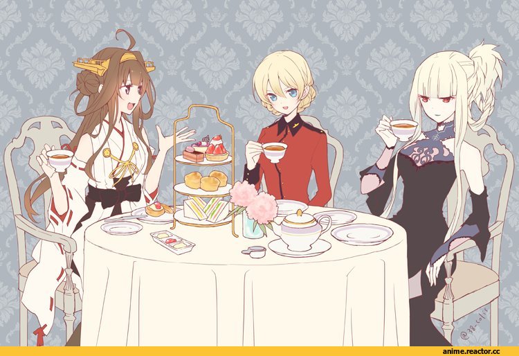 colis, Kongou (Kantai Collection), Kantai Collection, Kongou (Aoki Hagane no Arpeggio), Aoki Hagane no Arpeggio, Darjeeling, Girls und Panzer, crossover, Anime