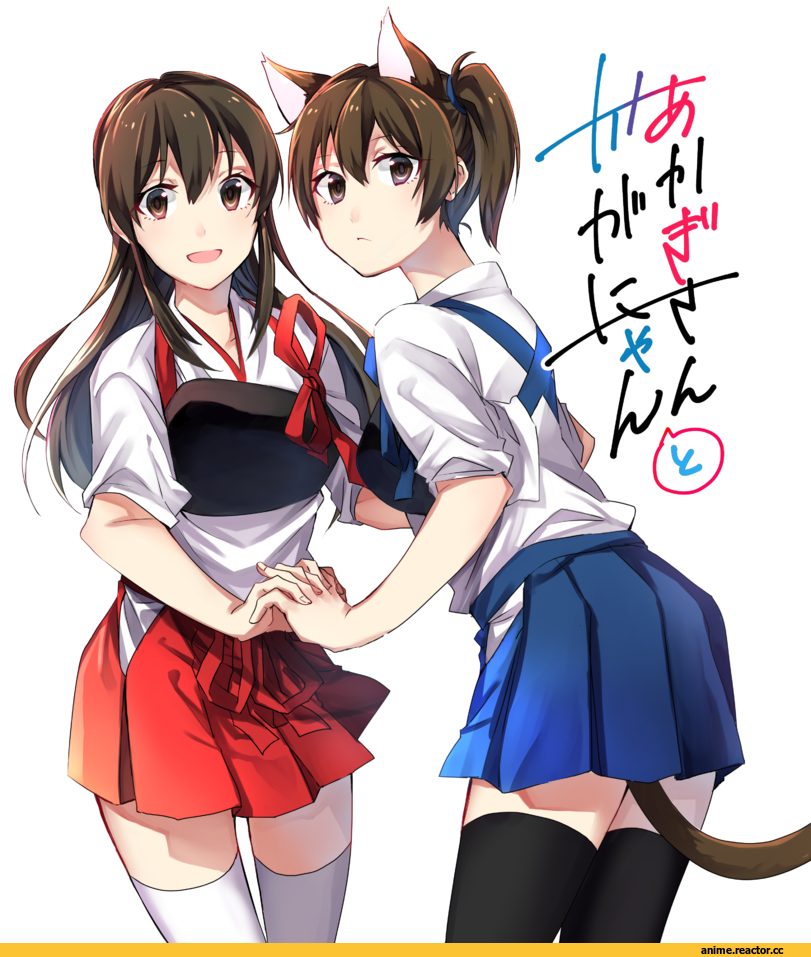 Akagi (Kantai Collection), Kantai Collection, Kaga (Kantai Collection), nekomimi, Animal Ears, betti (maron), Anime