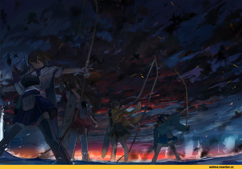 Akagi, Kantai Collection, Hiryuu, Souryuu (Kantai Collection), Kaga (Kantai Collection), ume (plumblossom), Anime