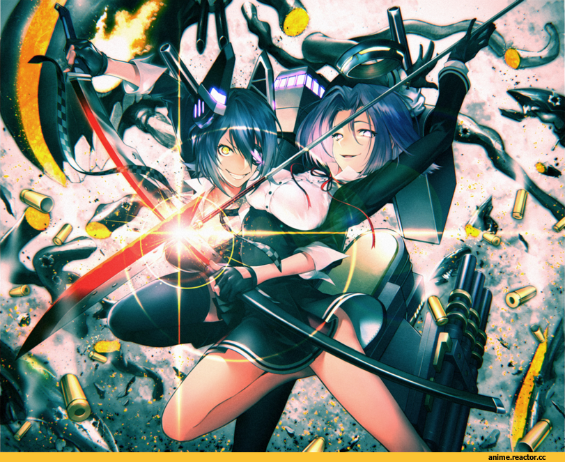 Kodama (WA-KA-ME), Tenryuu, Kantai Collection, Tatsuta, Anime Art, удалённое, Anime