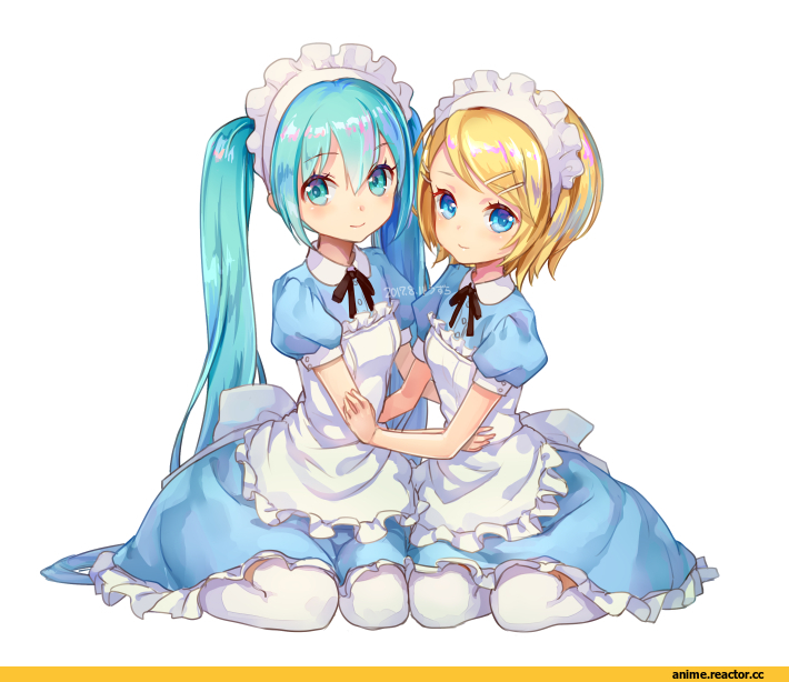 Hatsune Miku, Vocaloid, Kagamine Rin, yamano uzura, Maid, Anime