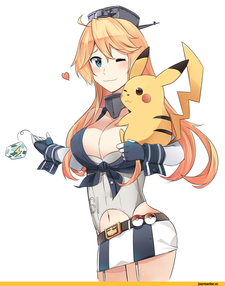 Ido (Teketeke), Anime Art, Iowa (Kantai Collection), Kantai Collection, Pikachu, Pokémon, фэндомы, crossover, Anime