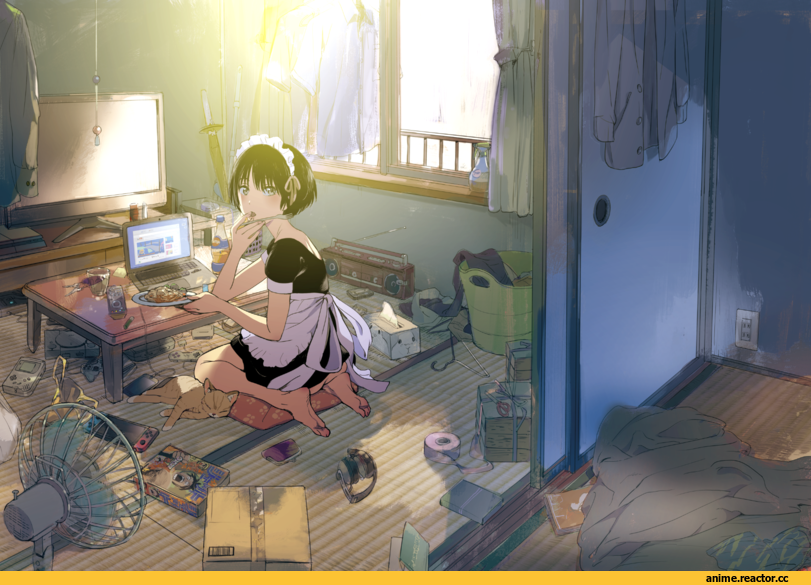 Anime Art, Mebae, Maid, Anime