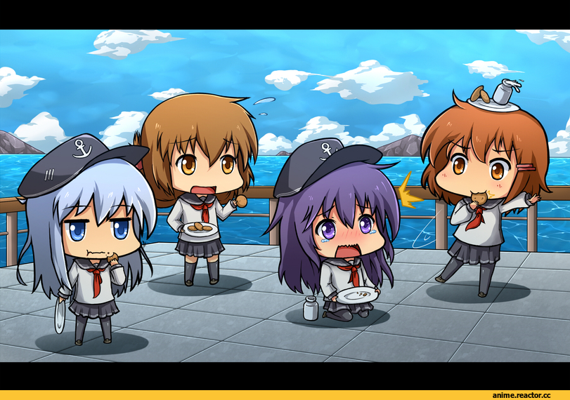 Akatsuki, Kantai Collection, Hibiki (Kantai Collection), Inazuma (Kantai Collection), Ikazuchi, chibi, kaiyi, Anime