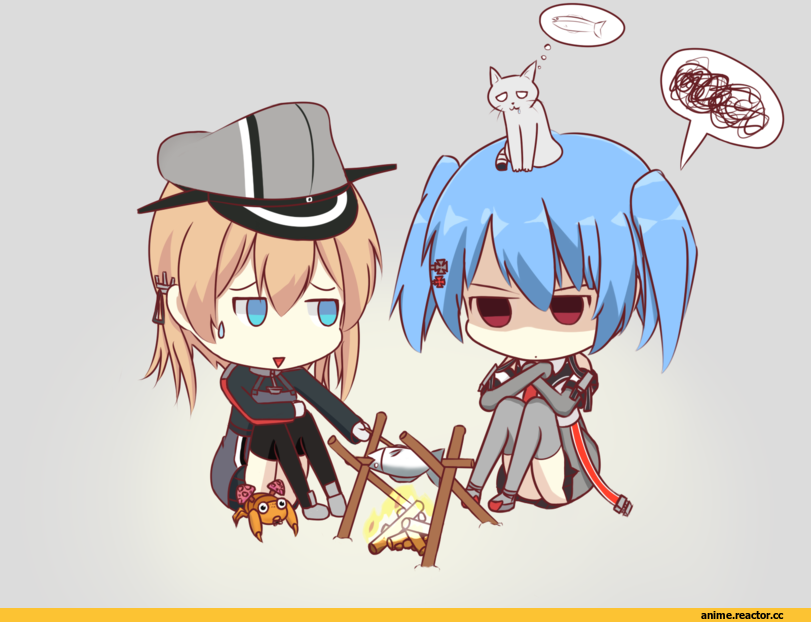Prinz Eugen (Kantai Collection), Kantai Collection, prinz eugen (Warship Girls R), crossover, chibi, Warship Girls R, Anime