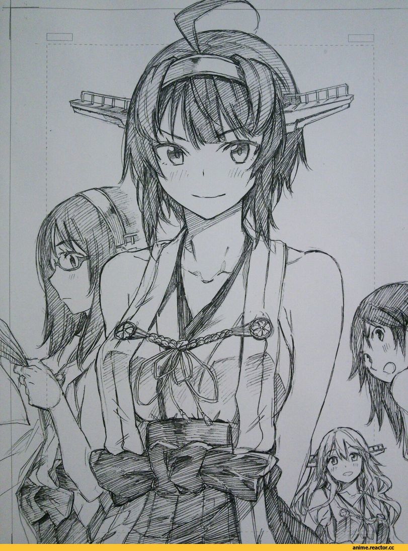 kojima takeshi, Haruna (Kantai Collection), Kantai Collection, Kongou (Kantai Collection), Hiei, Kirishima (Kantai Collection), Monochrome (Anime), Anime