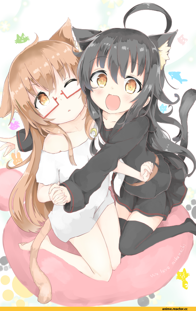 Kantai Collection, Mikazuki (Kantai Collection), Mochizuki (Kantai Collection), shibainu kisetsu, nekomimi, Animal Ears, Anime