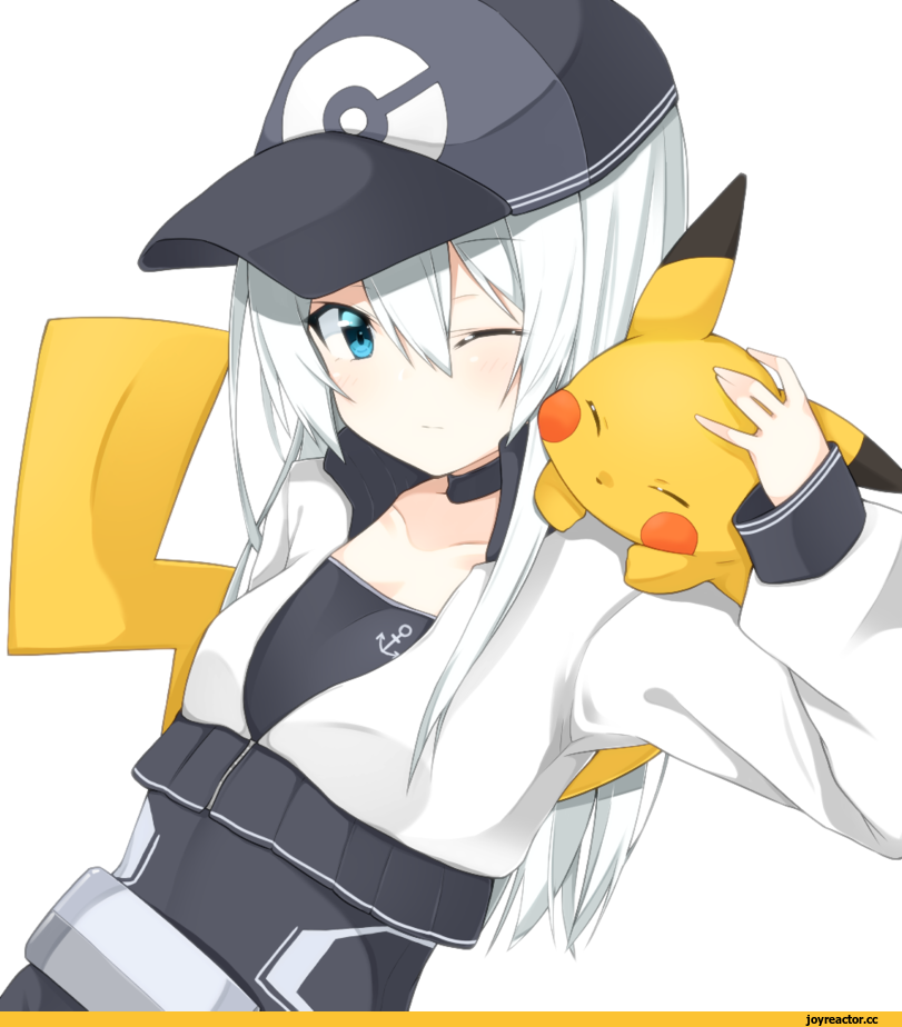 crossover, Pikachu, Hibiki (Kantai Collection), Kantai Collection, rateratte, Anime Art, Pokémon, фэндомы, Anime