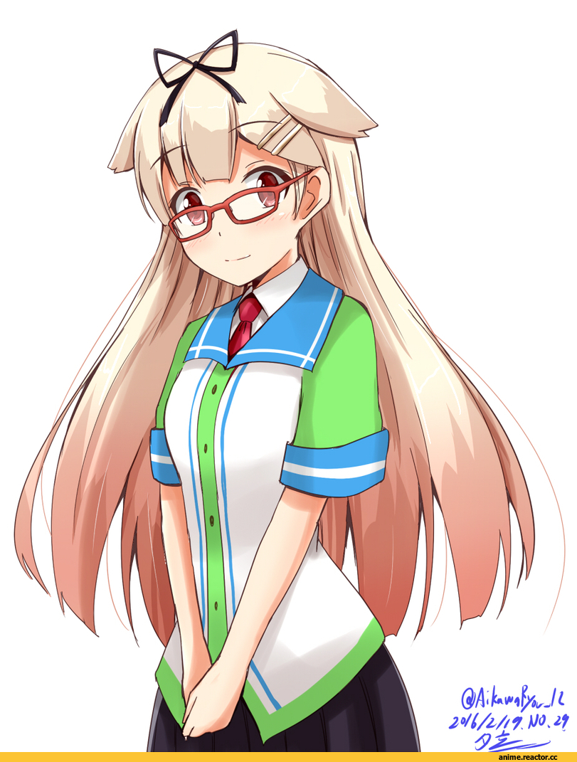 aikawa ryou, Yuudachi, Kantai Collection, Megane, Anime