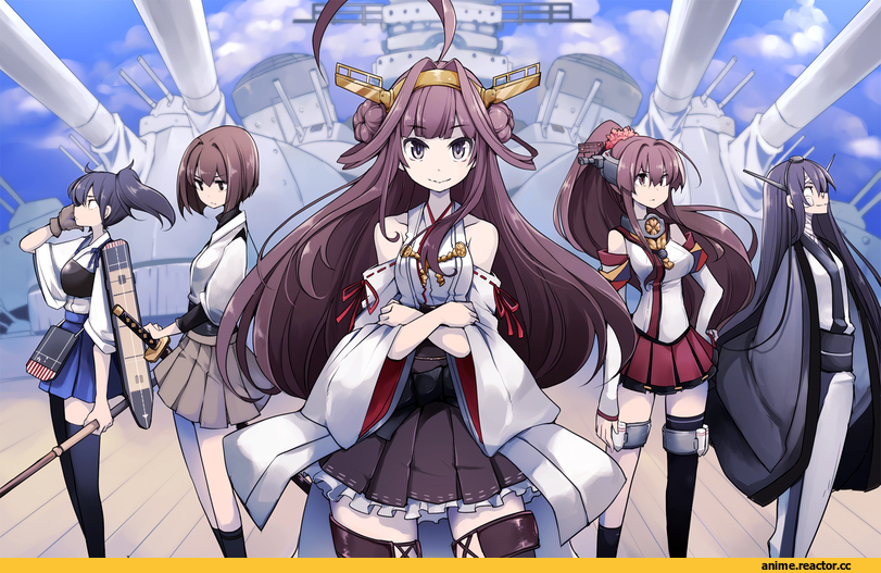 Kongou (Kantai Collection), Kantai Collection, Kaga (Kantai Collection), Hyuuga (Kantai Collection), Nagato (Kantai Collection), Yamato (Kantai Collection), Tansuke, Anime