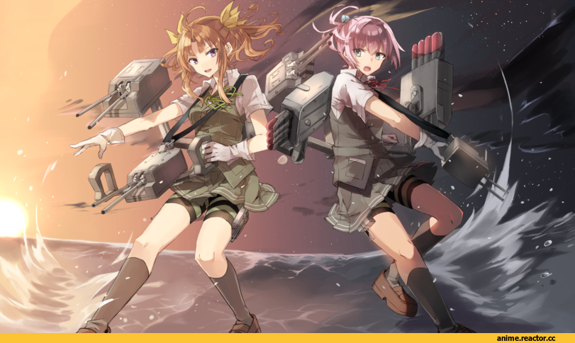Kantai Collection, Kagerou (Kantai Collection), Shiranui (Kantai Collection), chibirisu, Anime