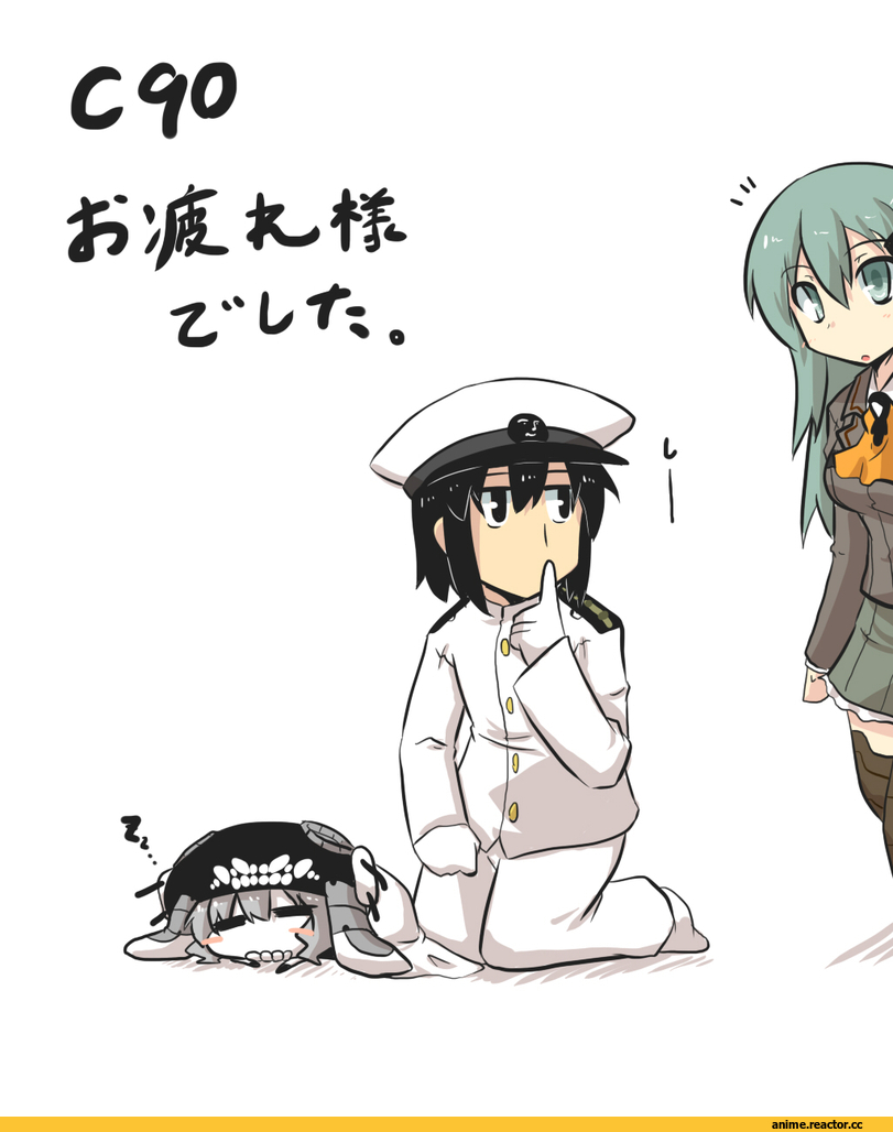 gomasamune, chibi, Wo-Class Aircraft Carrier , Kantai Collection, Suzuya (Kantai Collection), Admiral (Kantai Collection), Anime