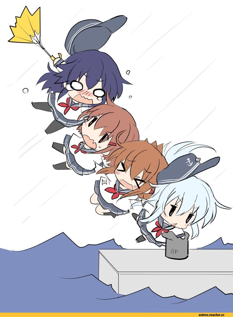 hizuki yayoi, Akatsuki, Kantai Collection, Hibiki (Kantai Collection), Ikazuchi, Inazuma (Kantai Collection), chibi, Anime