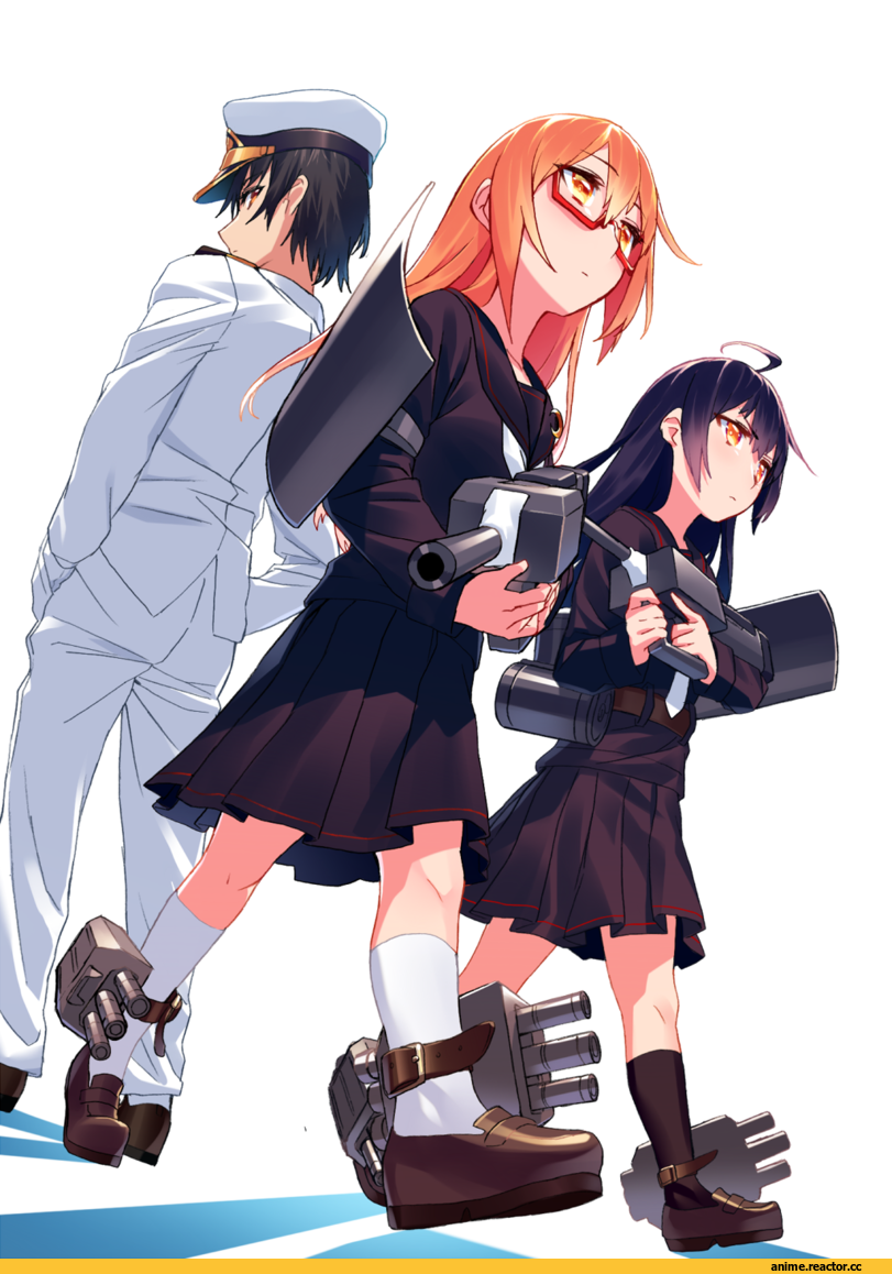 Kantai Collection, Admiral (Kantai Collection), Mikazuki (Kantai Collection), Mochizuki (Kantai Collection), blew andwhite, Anime