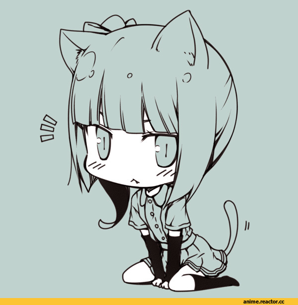 Kantai Collection, Kasumi (Kantai Collection), chibi, Monochrome (Anime), kouji (campus life), Anime Ears, Anime