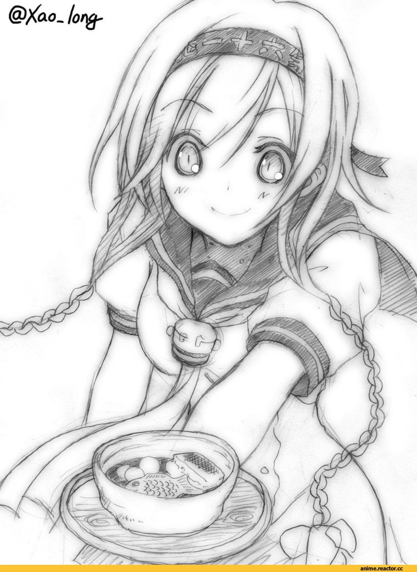 Teruzuki (Kantai Collection), Kantai Collection, chicken99, Monochrome (Anime), Anime