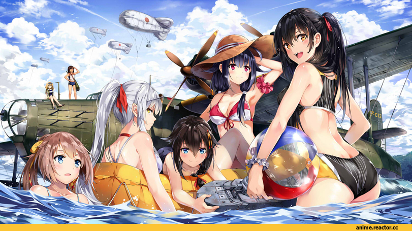 Kantai Collection, neko (yanshoujie), Anime Art, Anime Ero Swim, Anime Ero, Kazagumo (Kantai Collection), Ryuuhou (Kantai Collection), Shigure (Kantai Collection), Female Admiral (Kantai Collection), I-401, Anime