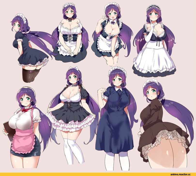 Toujou Nozomi, Love Live!, kurokawa makoto, Maid, Large Breasts (Anime), Anime