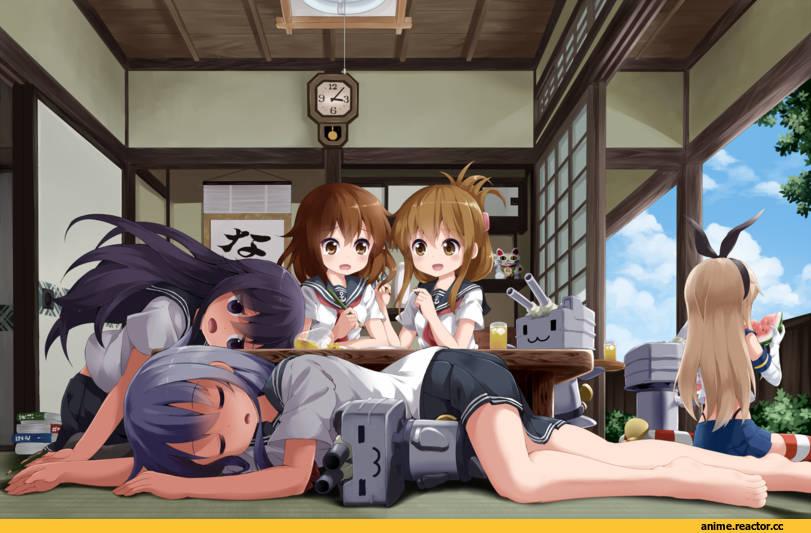 ruu (tksymkw), Akatsuki, Kantai Collection, Hibiki (Kantai Collection), ikazuchi (kantai collection), Inazuma (Kantai Collection), Shimakaze, Anime