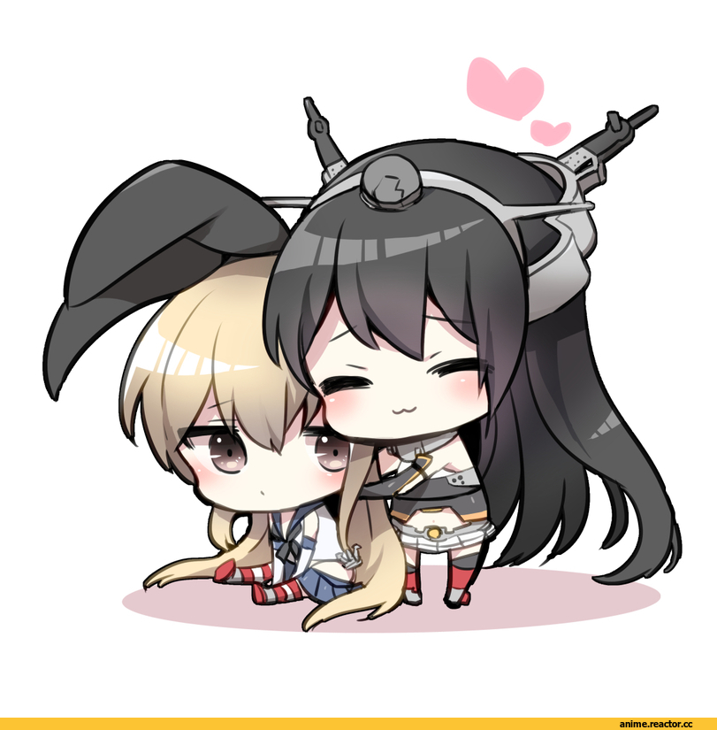 Anime Art, eiru0517, Kantai Collection, Nagato (Kantai Collection), Shimakaze, chibi, Anime