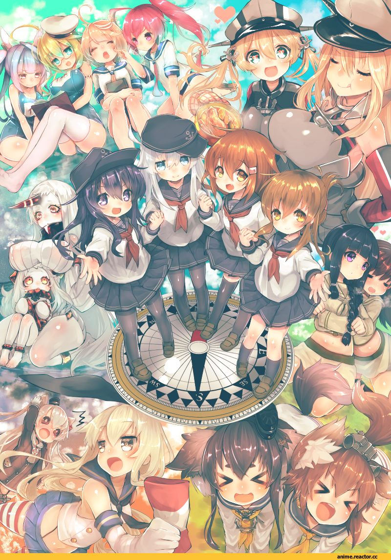 Prinz Eugen, Bismarck (Kantai Collection), Northern Ocean Hime, Akatsuki, Hibiki (Kantai Collection), Ikazuchi, Inazuma (Kantai Collection), Amatsukaze (Kantai Collection), Shimakaze, Yukikaze, Anime, Kantai Collection, suzuho hotaru, I-168, I-8, i-58 (kantai collection), I-19, Ooi (Kantai Collection), Tokitsukaze (Kantai Collection), Kitakami (Kantai Collection), Seaport Hime