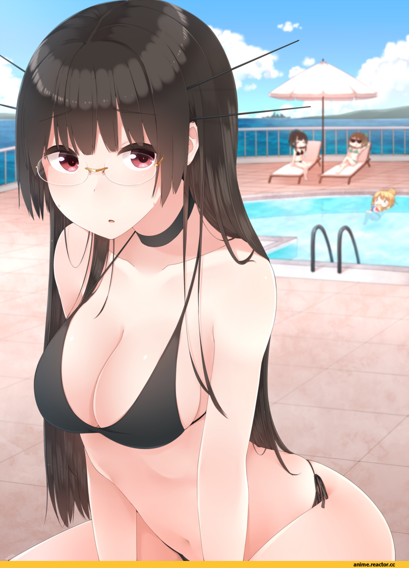 Megane, Anime Ero, Anime Ero Swim, Atago (Kantai Collection), Kantai Collection, Choukai (Kantai Collection), Maya (Kantai Collection), Takao (Kantai Collection), yukichi (sukiyaki39), Anime