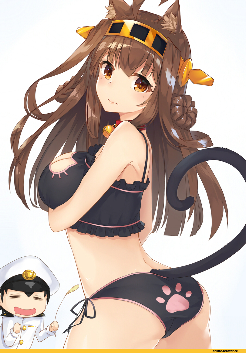 MHonG, neko, Animal Ears, Kongou (Kantai Collection), Kantai Collection, Anime Ero Ass, Anime Ero, Cat Keyhole Bra, Admiral (Kantai Collection), Anime Ero Pantsu, Anime