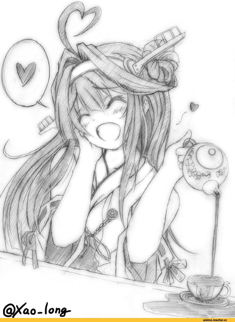 chicken99, Kongou (Kantai Collection), Kantai Collection, Monochrome (Anime), Anime