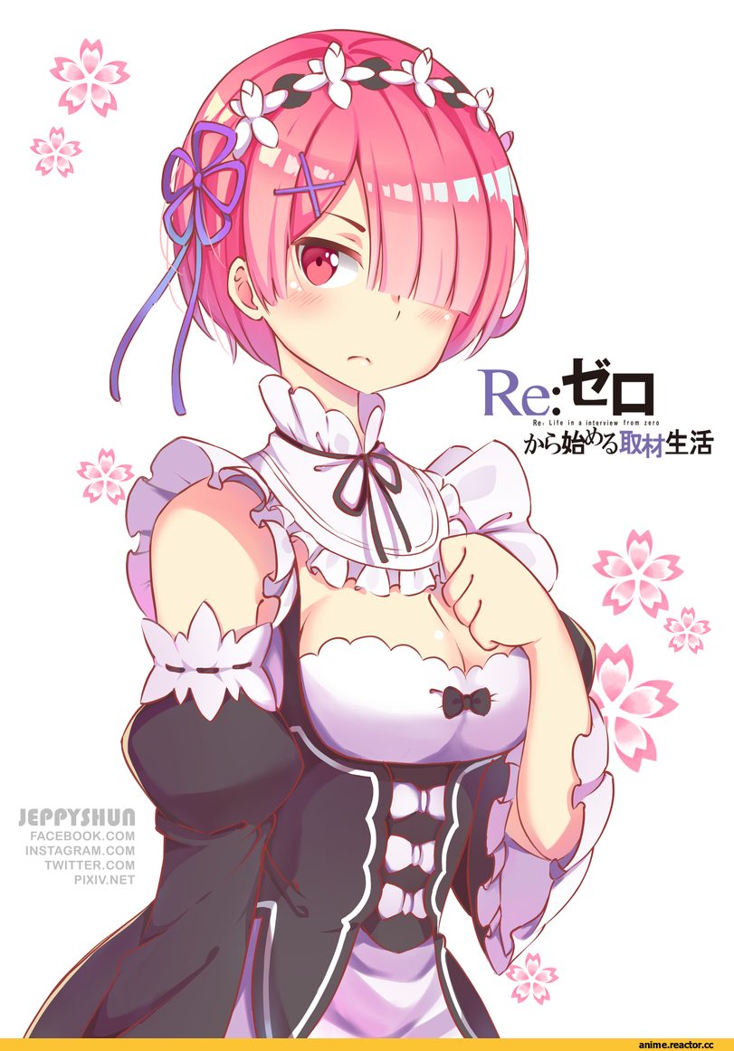 Rem (re zero), Re Zero Kara Hajimeru Isekai Seikatsu, Ram (Re Zero), jeppyshun, Maid, Anime Art, Anime