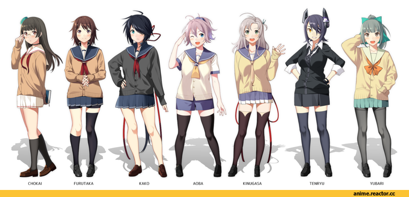Kantai Collection, Choukai (Kantai Collection), Furutaka, Kako (Kantai Collection), Aoba (Kantai Collection), Kinugasa (Kantai Collection), Tenryuu, Yubari, Anime