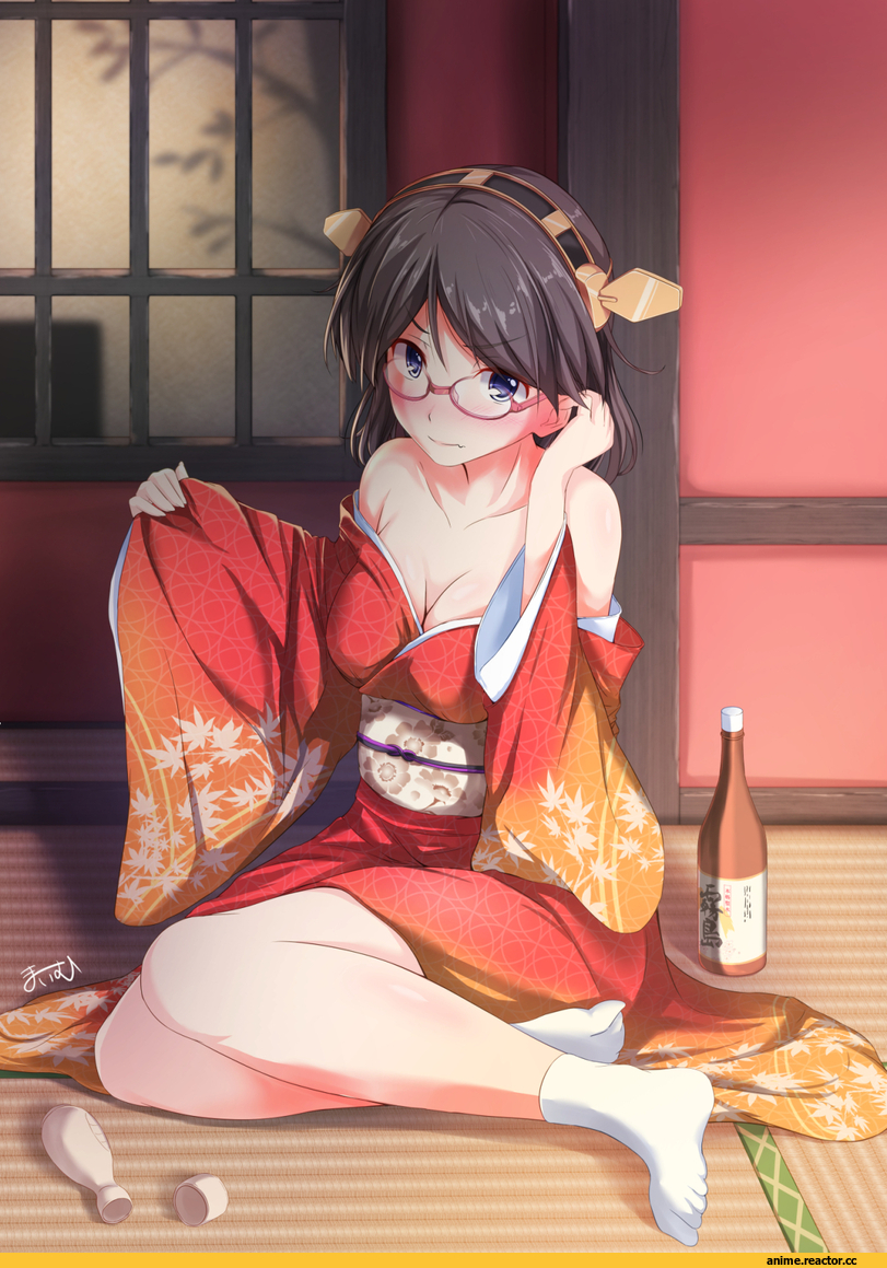 Kirishima (Kantai Collection), Kantai Collection, Megane, maimu (gol-em-1226), Anime
