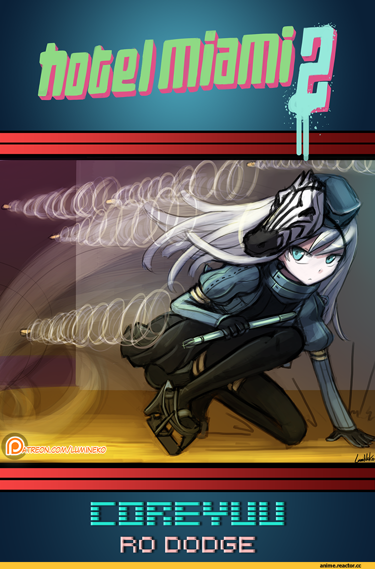 U-511 (Kantai Collection), Kantai Collection, crossover, Hotline Miami, Игры, Lumineko, artist, Anime