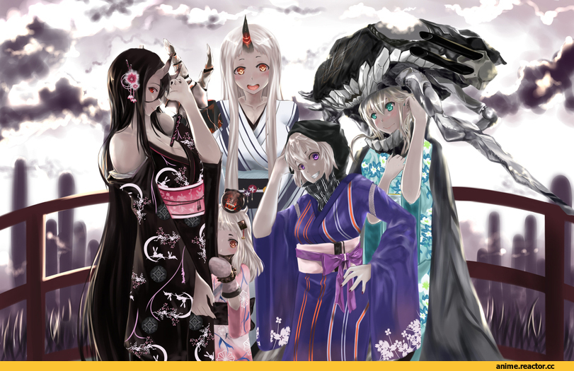 Kantai Collection, Re-class Battleship, Northern Ocean Hime, Seaport Hime, Battleship-symbiotic Hime, Wo-Class Aircraft Carrier , Anime Art, nodokana yuki, Anime