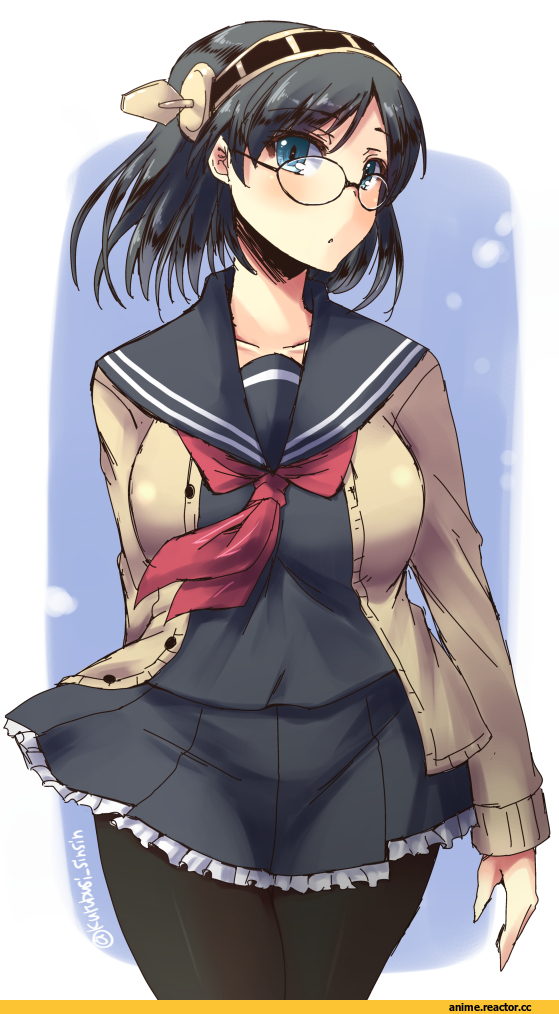 shinshin, Kirishima (Kantai Collection), Kantai Collection, Megane, Anime