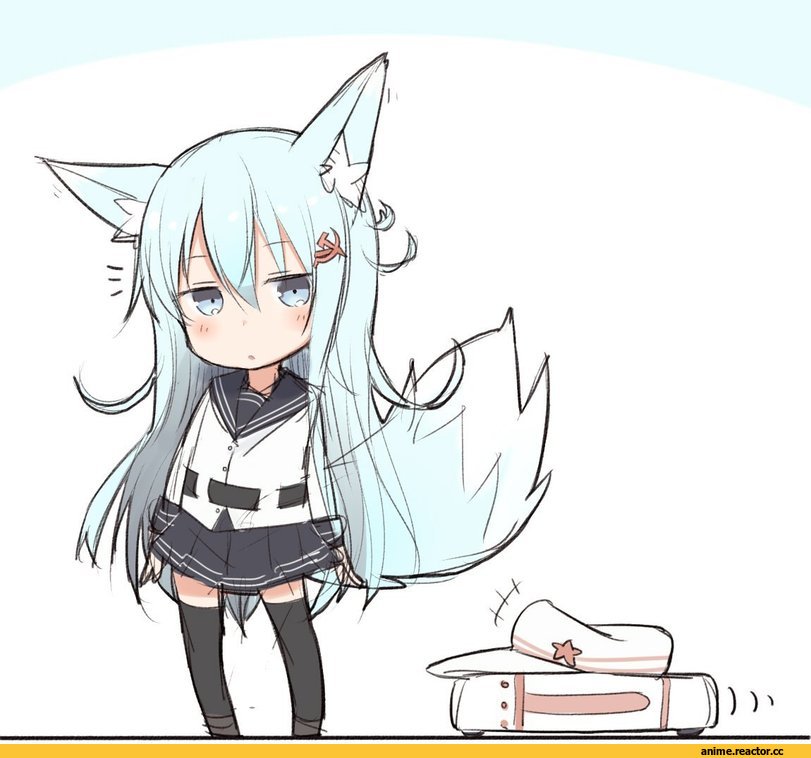 Nonono (Mino), Verniy, Kantai Collection, Kitsunemimi, Animal Ears, chibi, Anime