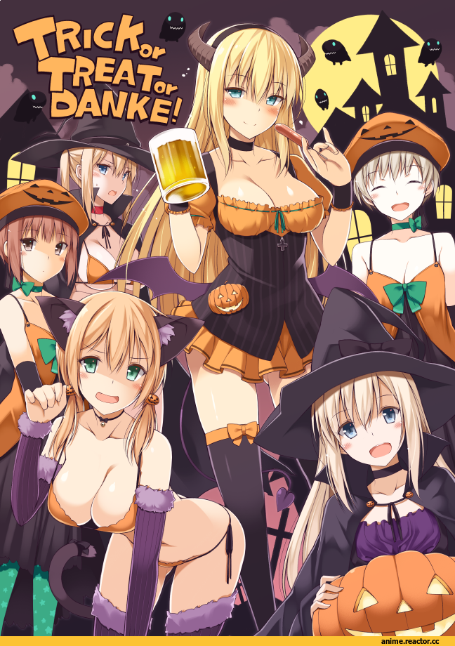 Bismarck (Kantai Collection), Z1 Leberecht Maass (Kantai Collection), Z3 Max Schultz (Kantai Collection), Graf Zeppelin, Ro-500 (Kantai Collection), Prinz Eugen, Anime Ero Swim, Anime Halloween, Animal Ears, Oota Yuuichi, Anime, Anime Ero, Kantai Collection, Anime Art