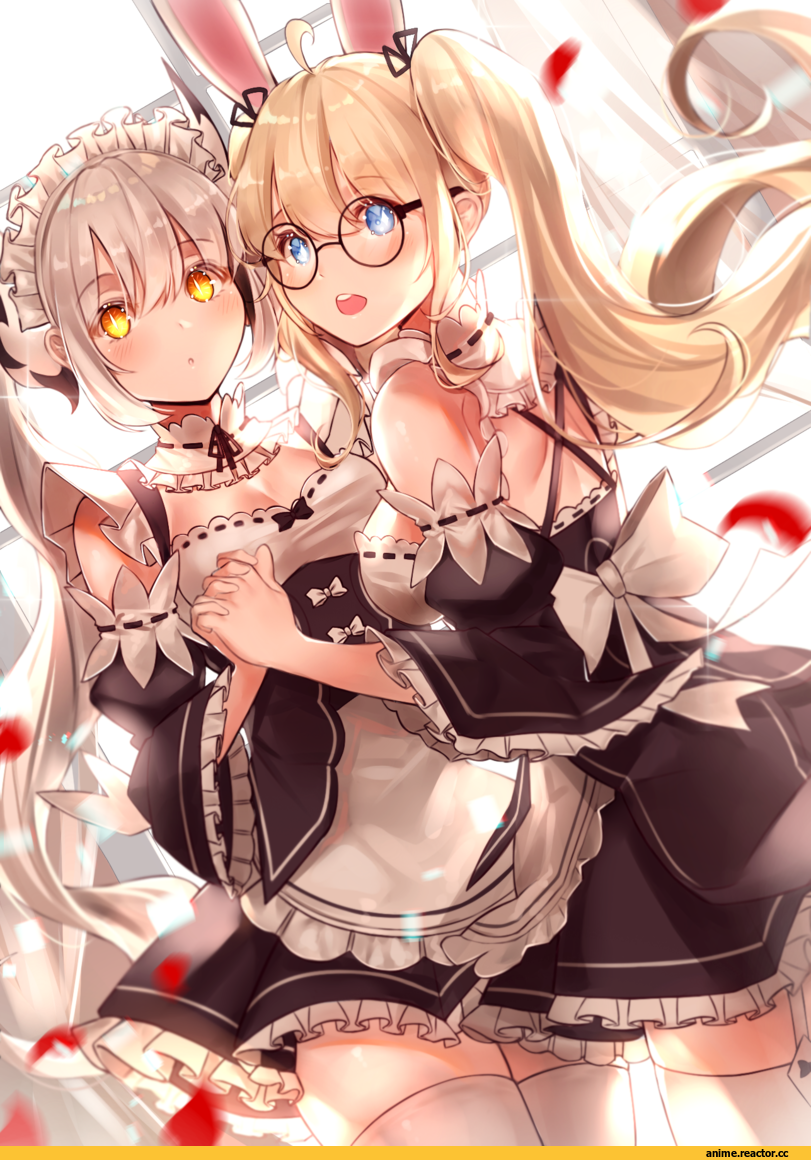 AO, Anime Art, Maid, Usagimimi, Animal Ears, Megane, lium, Anime
