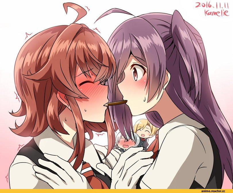 Kamelie, Graf Zeppelin, Kantai Collection, Hagikaze (Kantai Collection), Arashi (Kantai Collection), Nowaki (Kantai Collection), Maikaze (Kantai Collection), Pocky, Anime