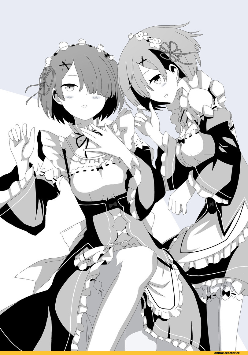 Re Zero Kara Hajimeru Isekai Seikatsu, Rem (re zero), Ram (Re Zero), Monochrome (Anime), Anime