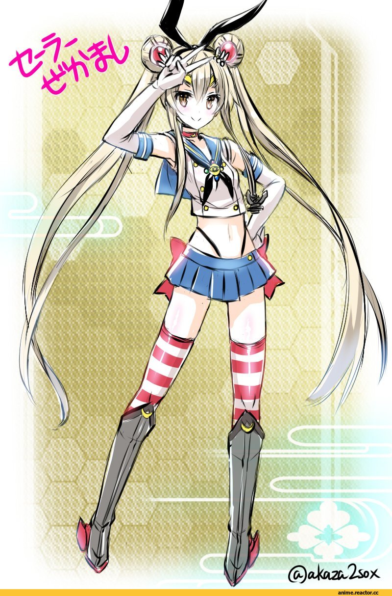 Kantai Collection, Shimakaze, crossover, Bishoujo Senshi Sailor Moon, sailor moon, akaza, Anime