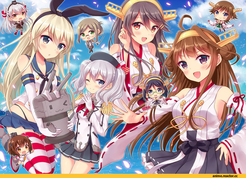 mamekosora, Amatsukaze (Kantai Collection), Shimakaze, Katori (Kantai Collection), Kashima (Kantai Collection), Haruna (Kantai Collection), Hiei, Kongou (Kantai Collection), Kirishima (Kantai Collection), Yukikaze, Anime, Kantai Collection