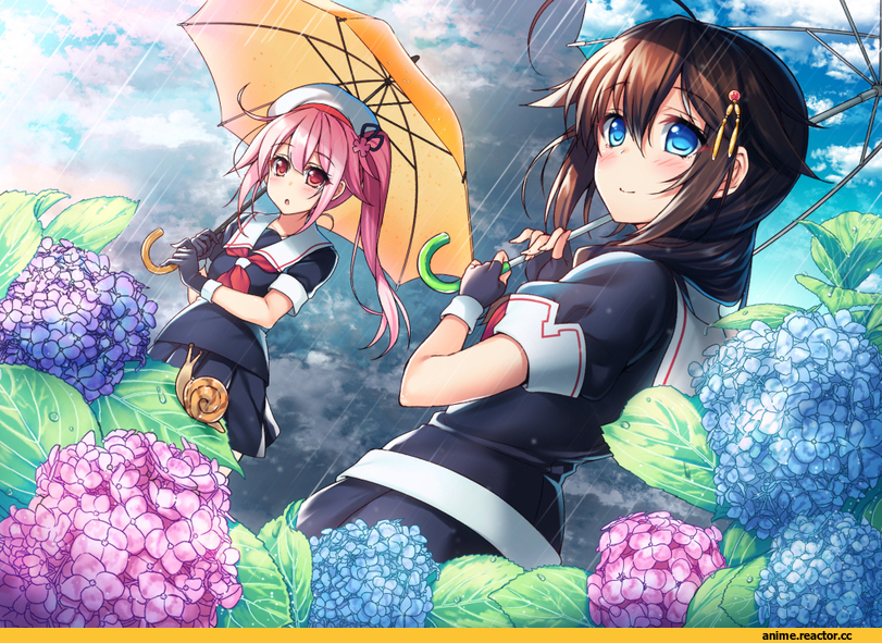 raiou, Harusame (Kantai Collection), Kantai Collection, Shigure (Kantai Collection), Anime