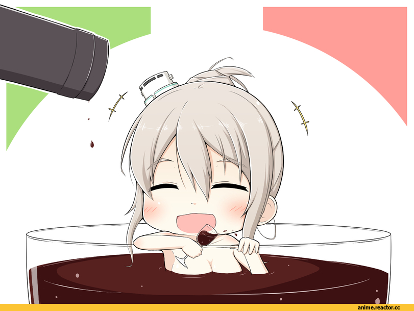 Anime Art, goma (yoku yatta hou jane), Kantai Collection, Pola (Kantai Collection), chibi, Anime Няши, Няши в еде, Anime
