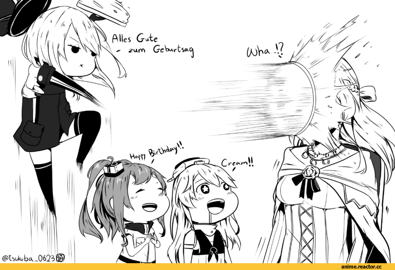 Kantai Collection, Bismarck (Kantai Collection), Iowa (Kantai Collection), Saratoga (Kantai Collection), Warspite (Kantai Collection), tsukuba 0623, Anime Art, Monochrome (Anime), chibi, Anime